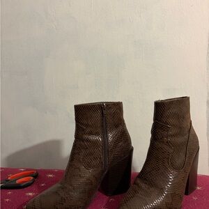 Elegant Brown Textured Ankle Booties